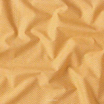 Fabric Pandit Fabric Honey Yellow Zig-Zag Screen Printed Pure Cotton Cambric Fabric Width (43 Inches)