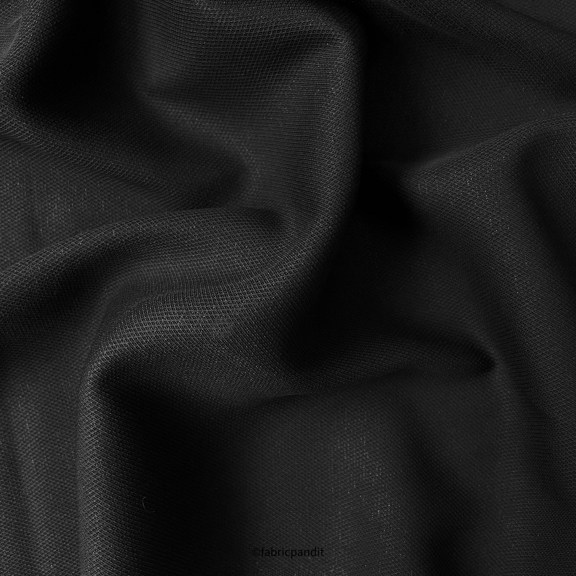 Fabric Pandit Fabric Jade Black Textured Premium Suiting Fabric (Width 58 Inches)