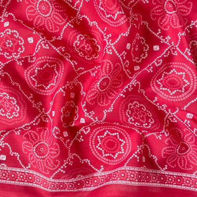 Fabric Pandit Fabric Laal Rang Traditional Floral Bandhani Pattern Hand Block Printed Pure Cotton Fabirc Width (43 inches)