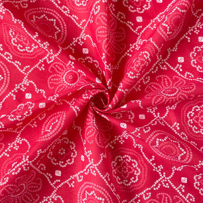 Fabric Pandit Fabric Laal Rang Traditional Floral Bandhani Pattern Hand Block Printed Pure Cotton Fabirc Width (43 inches)