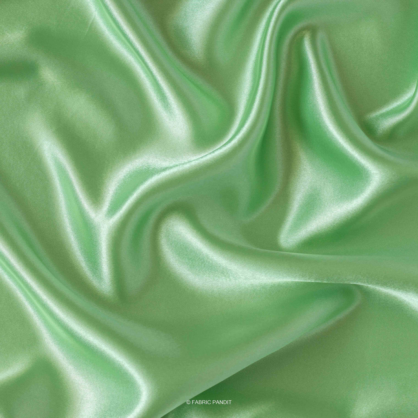 Fabric Pandit Fabric Light Fern Green Plain Premium Ultra Satin Fabric (Width 44 Inches)