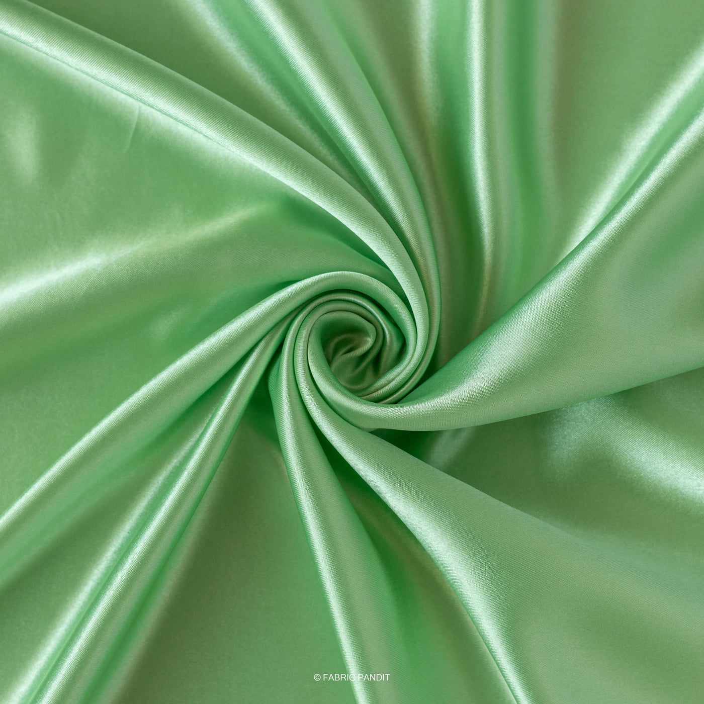 Fabric Pandit Fabric Light Fern Green Plain Premium Ultra Satin Fabric (Width 44 Inches)