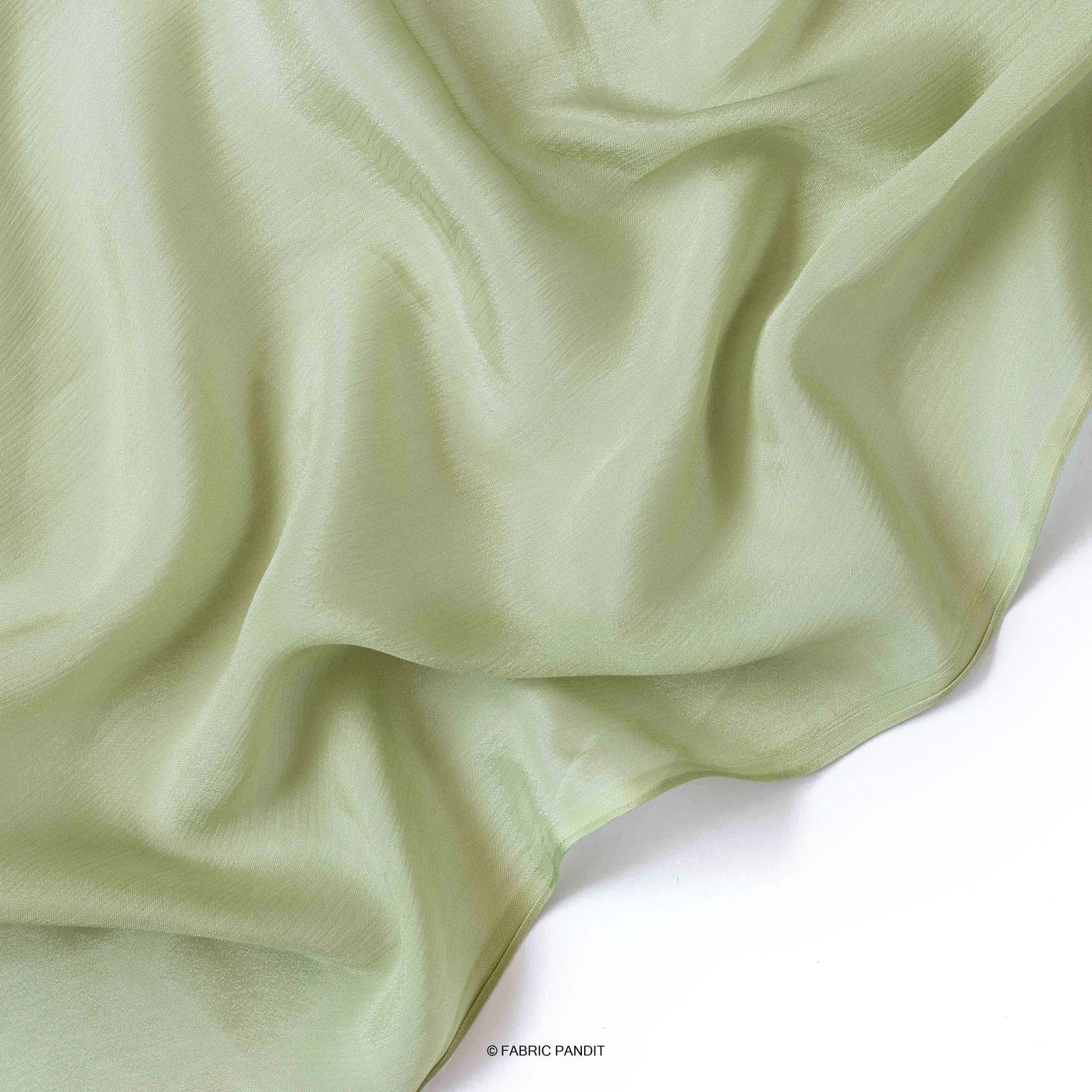 Fabric Pandit Fabric Light Olive Plain Pure Viscose Chinnon Chiffon Fabric (Width 45 Inches)