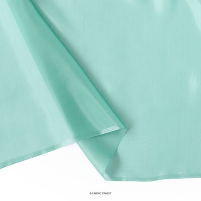 Fabric Pandit Fabric Light Turquoise Plain Premium Organza Fabric (Width 44 Inches)