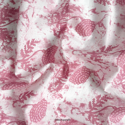 Fabric Pandit Fabric Lilac and White Abstract Floral Batik Natural Dyed Hand Block Printed Pure Cotton Fabric (Width 42 inches)