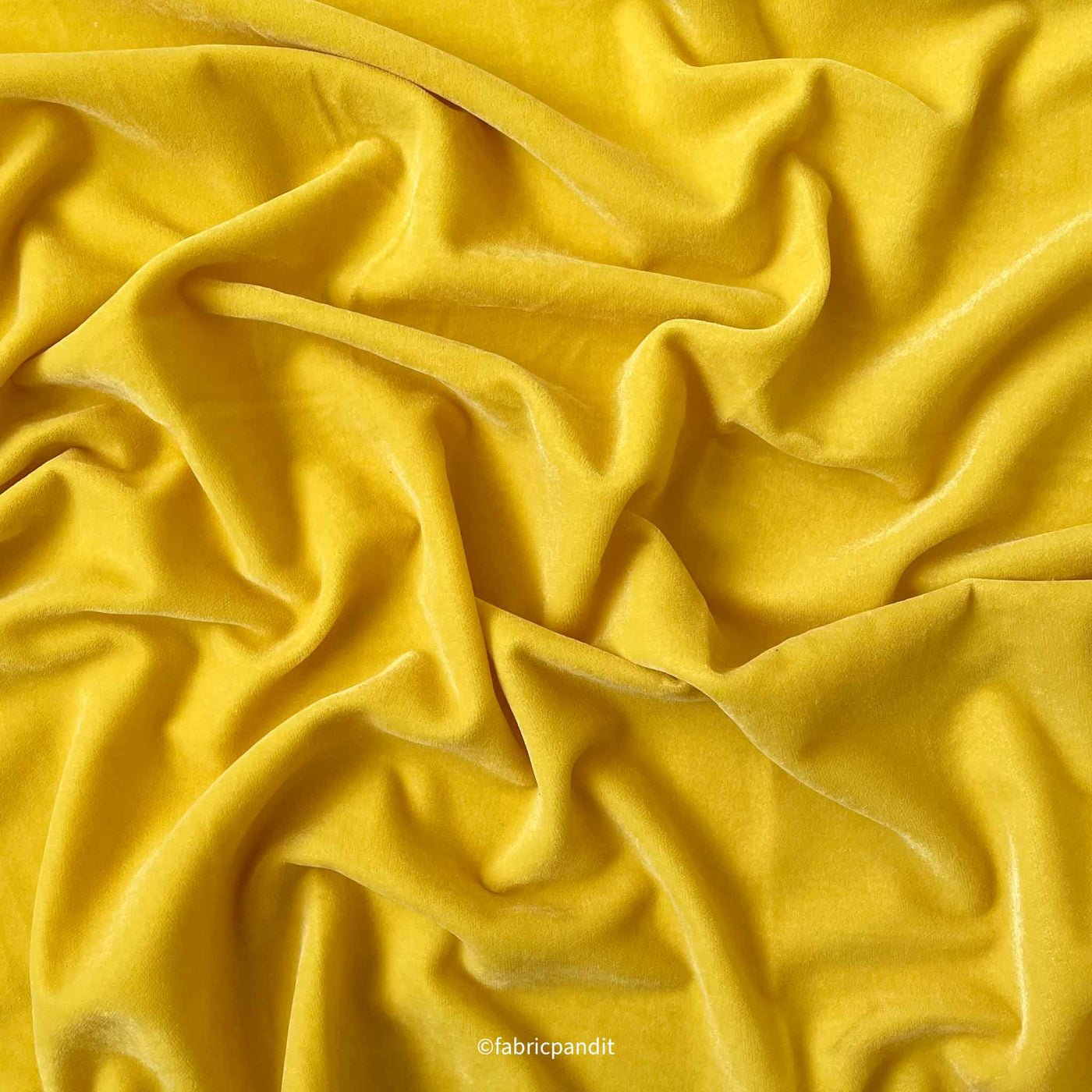 Fabric Pandit Fabric Mango Yellow Color Pure Velvet Fabric (Width 44 Inches)