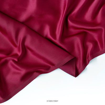 Fabric Pandit Fabric Maroon Plain Modal Satin Fabric (Width 44 Inches)