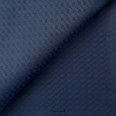 Fabric Pandit Fabric Men's Blue Abstract Geometric Checks Cotton Satin Dobby Luxury Shirting Fabric (Width 58 Inches)