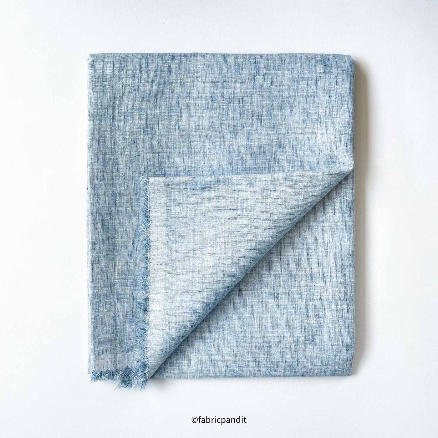 Fabric Pandit Fabric Men's Faded Denim Blue Textured Yarn Dyed Linen Shirting Fabric (Width 58 Inches)