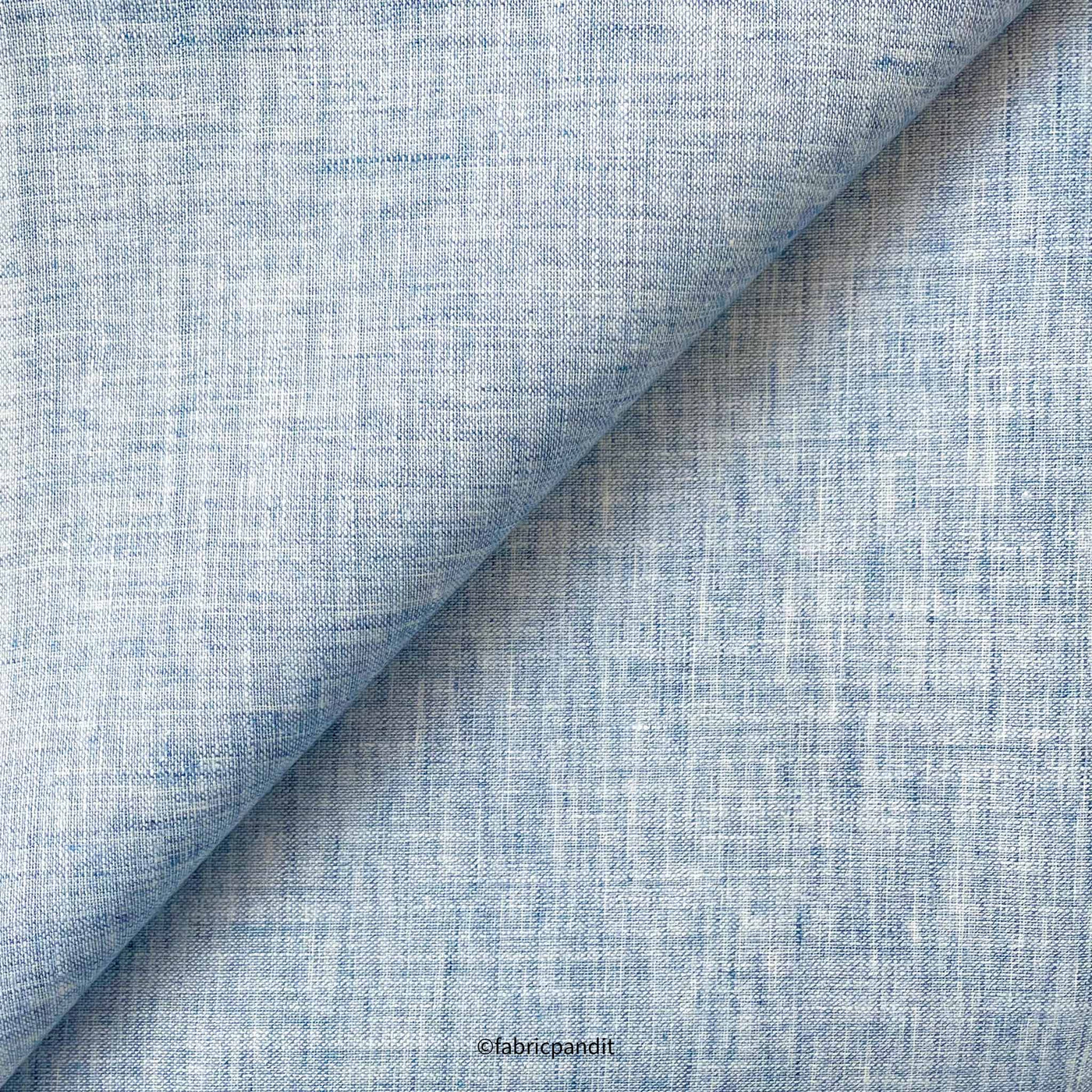 Fabric Pandit Fabric Men's Faded Denim Blue Textured Yarn Dyed Linen Shirting Fabric (Width 58 Inches)
