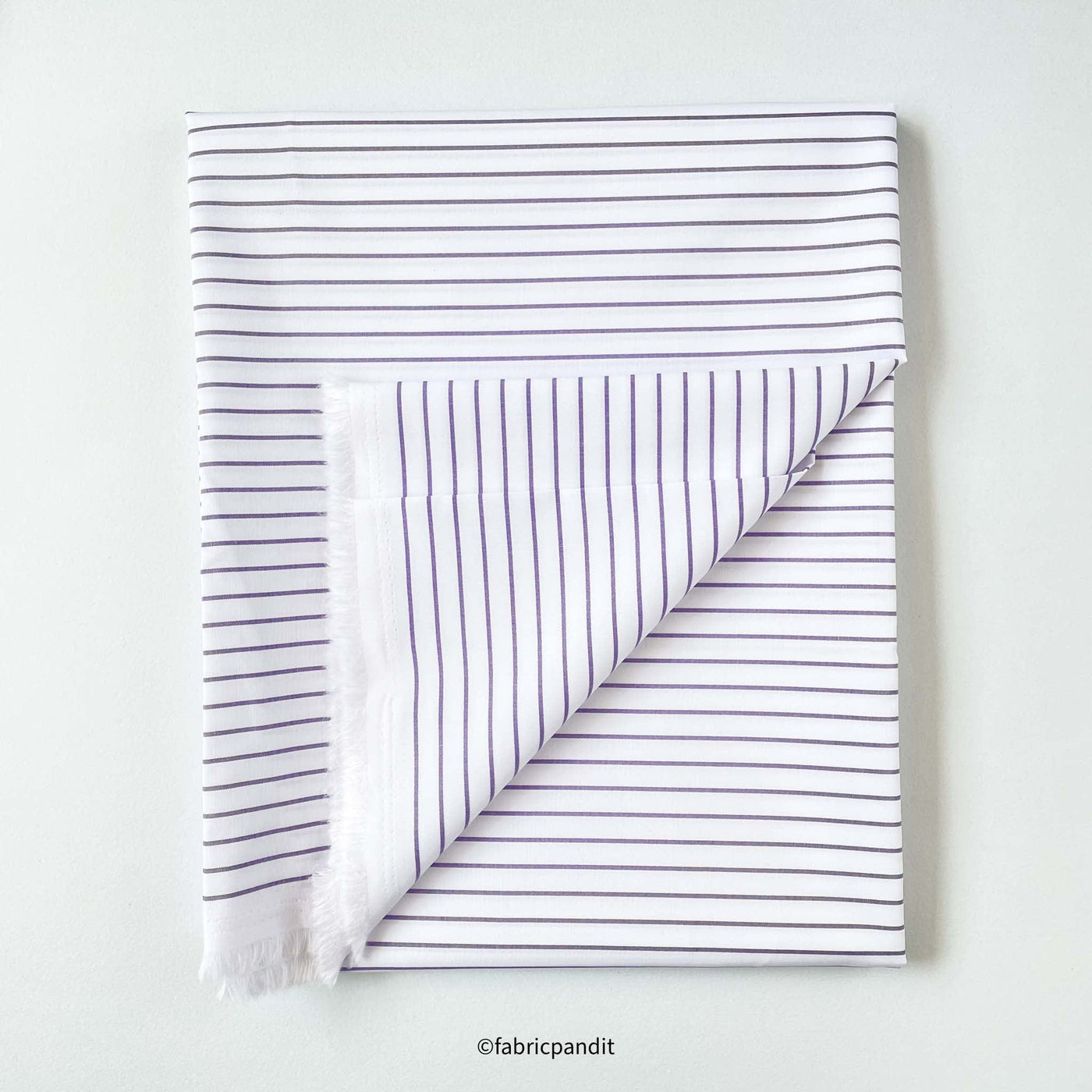 Fabric Pandit Fabric Men's White & Lilac Mini Stripes Pattern Pure Cotton Shirting Fabric (Width 58 Inches)