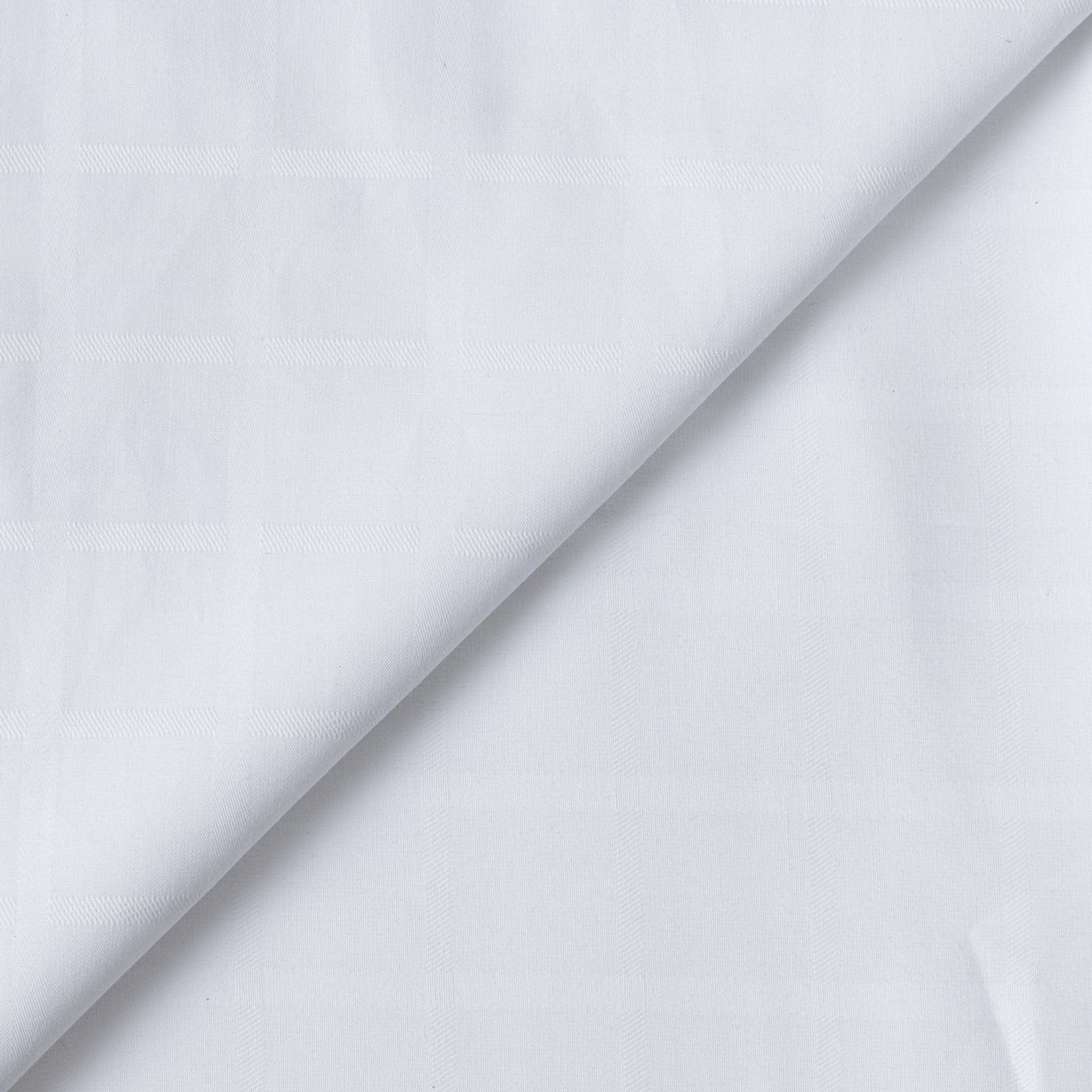 Fabric Pandit Fabric Men's White Solid Checks Cotton Satin Dobby Luxury Shirting Fabric (Width 58 inch)