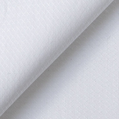 Fabric Pandit Fabric Men's White Wave Pattern Cotton Satin Dobby Luxury Shirting Fabric (Width 58 inch)