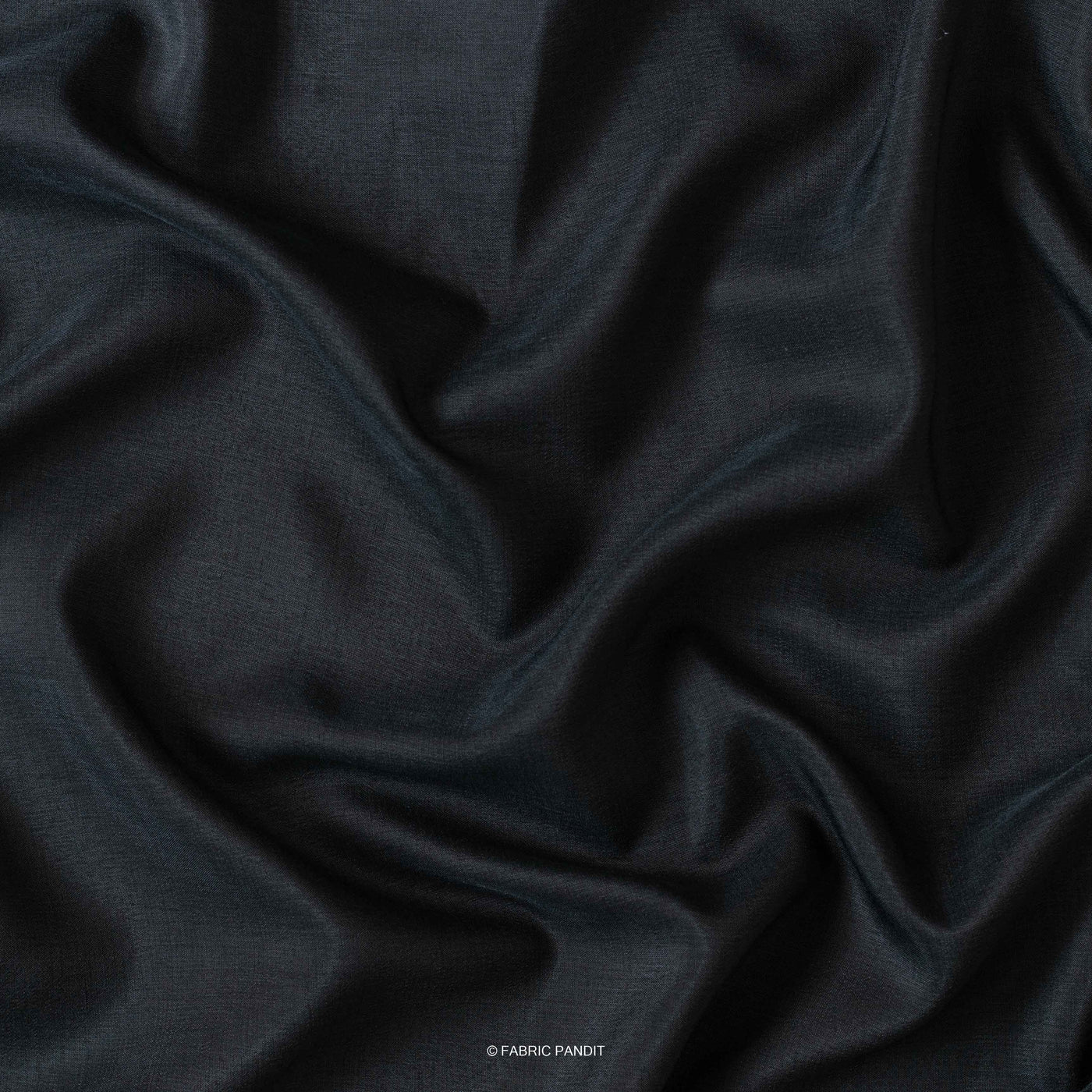 Fabric Pandit Fabric Midnight Black Plain Soft Poly Muslin Fabric (Width 44 Inches)