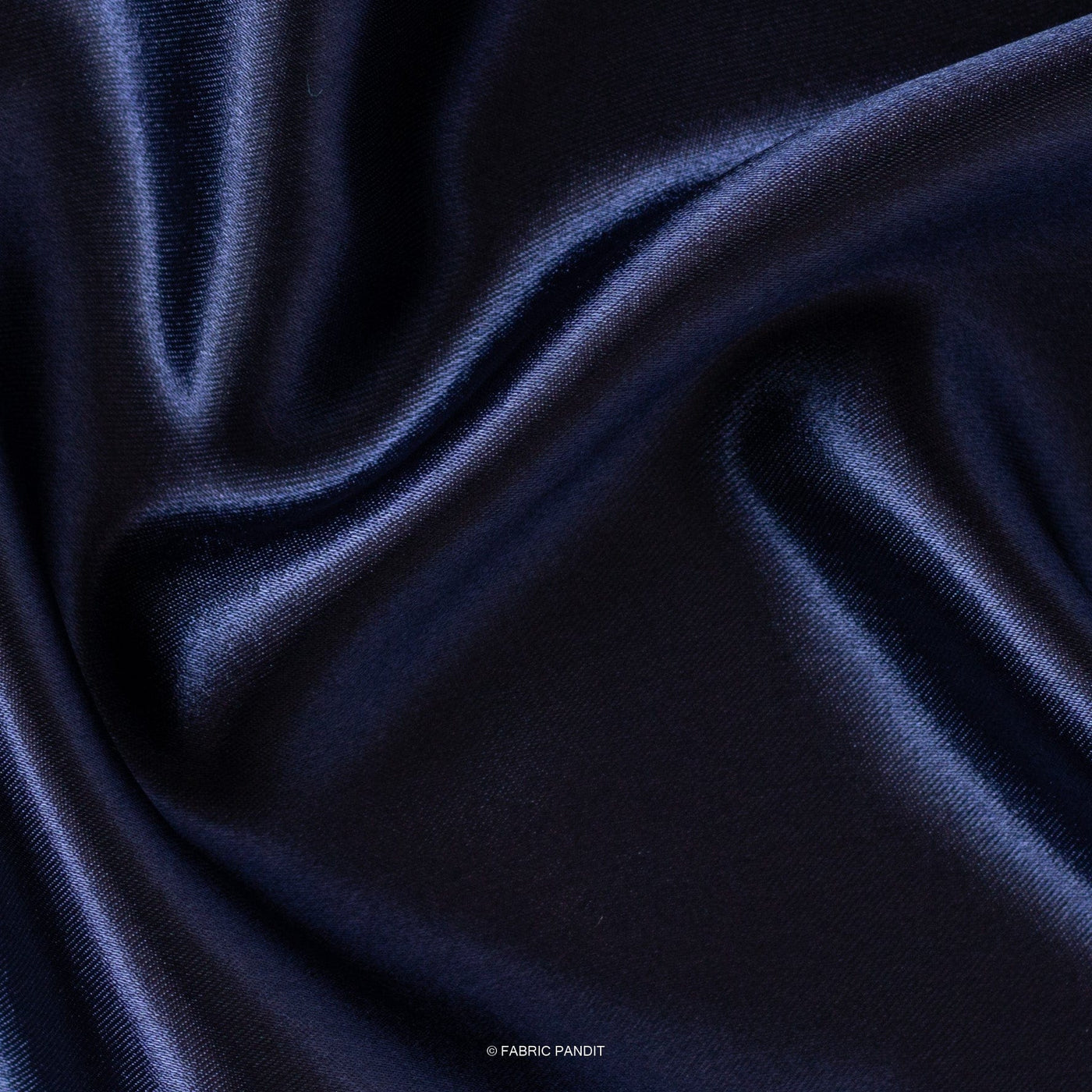 Fabric Pandit Fabric Navy Blue Plain Premium Ultra Satin Fabric (Width 44 Inches)