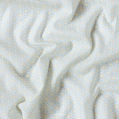 Fabric Pandit Fabric Off-White and Blue Geometric All Over Digital Printed Poly Cotton Fabric (Width 43 Inches)
