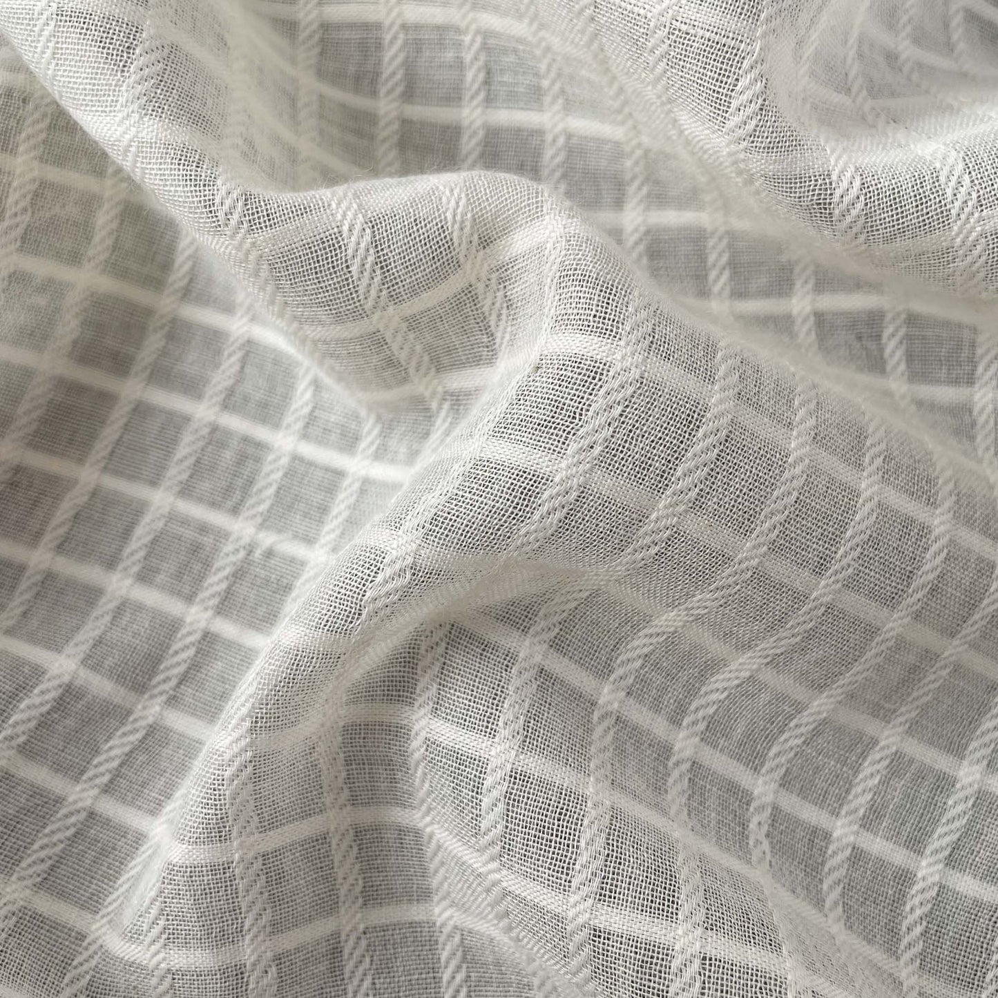 Fabric Pandit Fabric Off-White Dyeable Pure Cotton Big Checks Fabric (Width 44 Inches, 80 Gms)