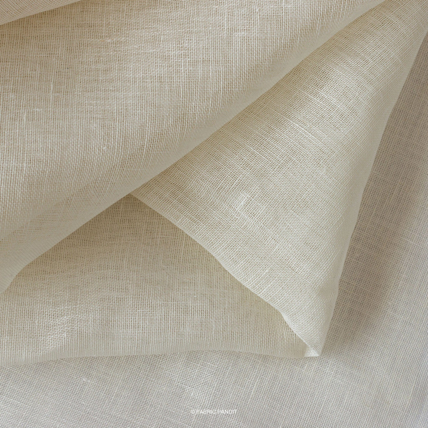 Off-White Dyeable Pure Linen Gauge Plain Fabric (Width 55 Inches