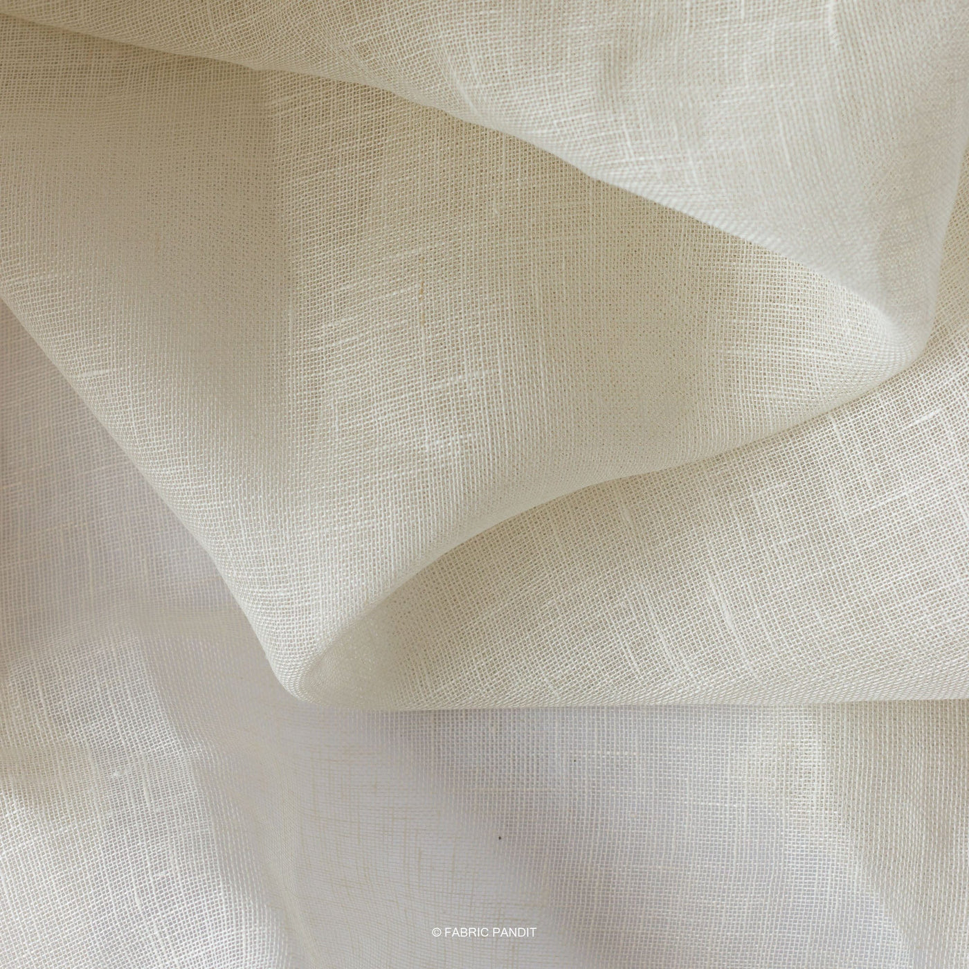 Fabric Pandit Fabric Off-White Dyeable Pure Linen Gauge Plain Fabric (Width 55 Inches, 134 Gms)