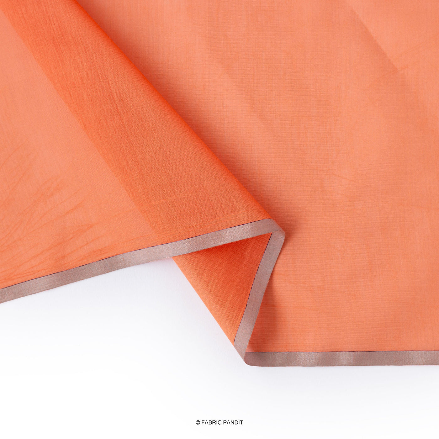 Fabric Pandit Fabric Orange Color Plain Chanderi Fabric (Width 43 Inches)