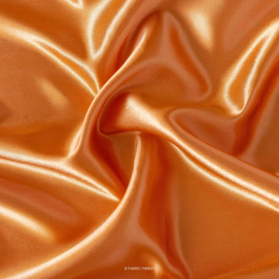 Fabric Pandit Fabric Orange Plain Premium Ultra Satin Fabric (Width 44 Inches)