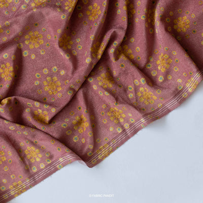 Fabric Pandit Fabric Orchid Pink Kishangarhi Floral Pattern Digital Print Pure Velvet Fabric (Width 44 Inches)