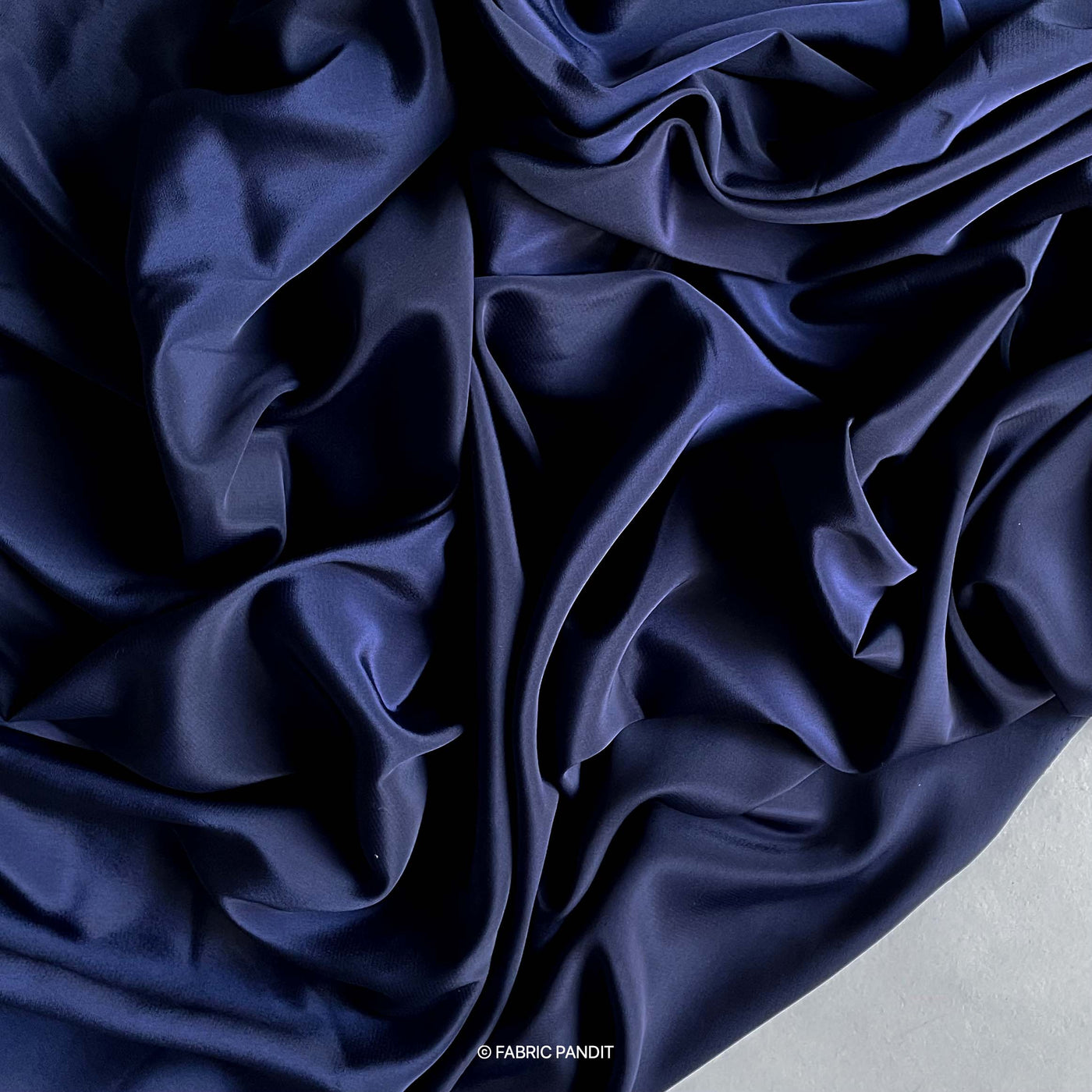 Fabric Pandit Fabric Oxford Blue Color Premium French Crepe Fabric (Width 44 inches)