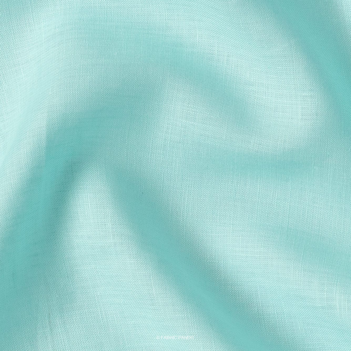 Fabric Pandit Fabric Pale Turquoise Plain Premium 60 Lea Pure Linen Fabric (Width 58 inch)