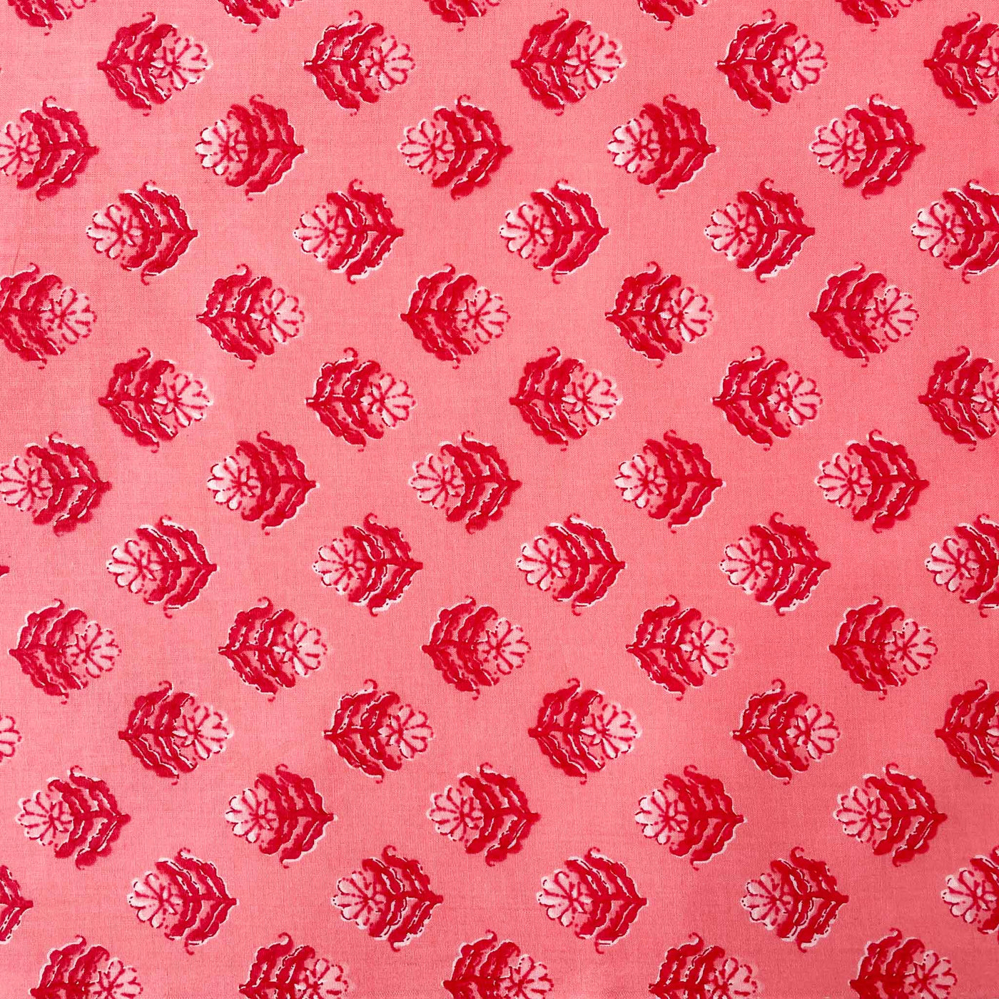 Fabric Pandit Fabric Peach Monochrome Floral Pattern Screen Printed Pure Cotton Fabric (Width 43 inches)