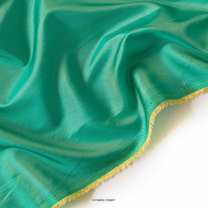 Fabric Pandit Fabric Persian Green Plain Premium Dual Tone Paper Silk Fabric (Width 44 Inches)