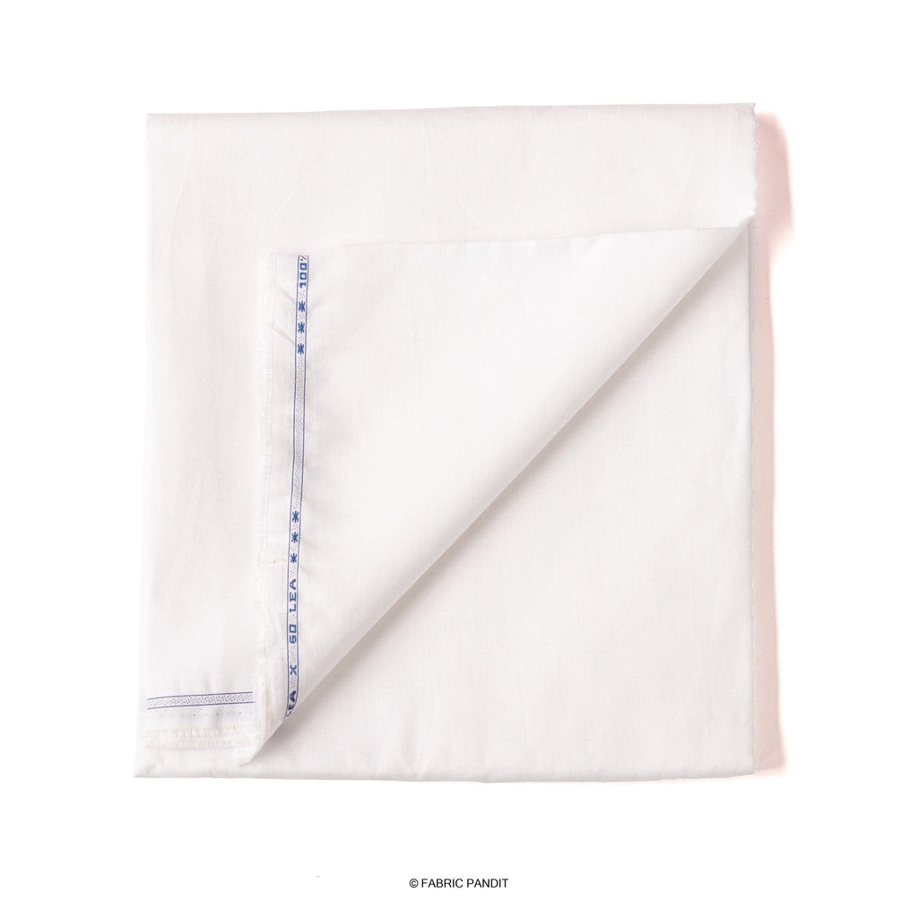 Fabric Pandit Fabric Pure White Plain Premium 60 Lea Pure Linen Fabric (Width 58 inch)