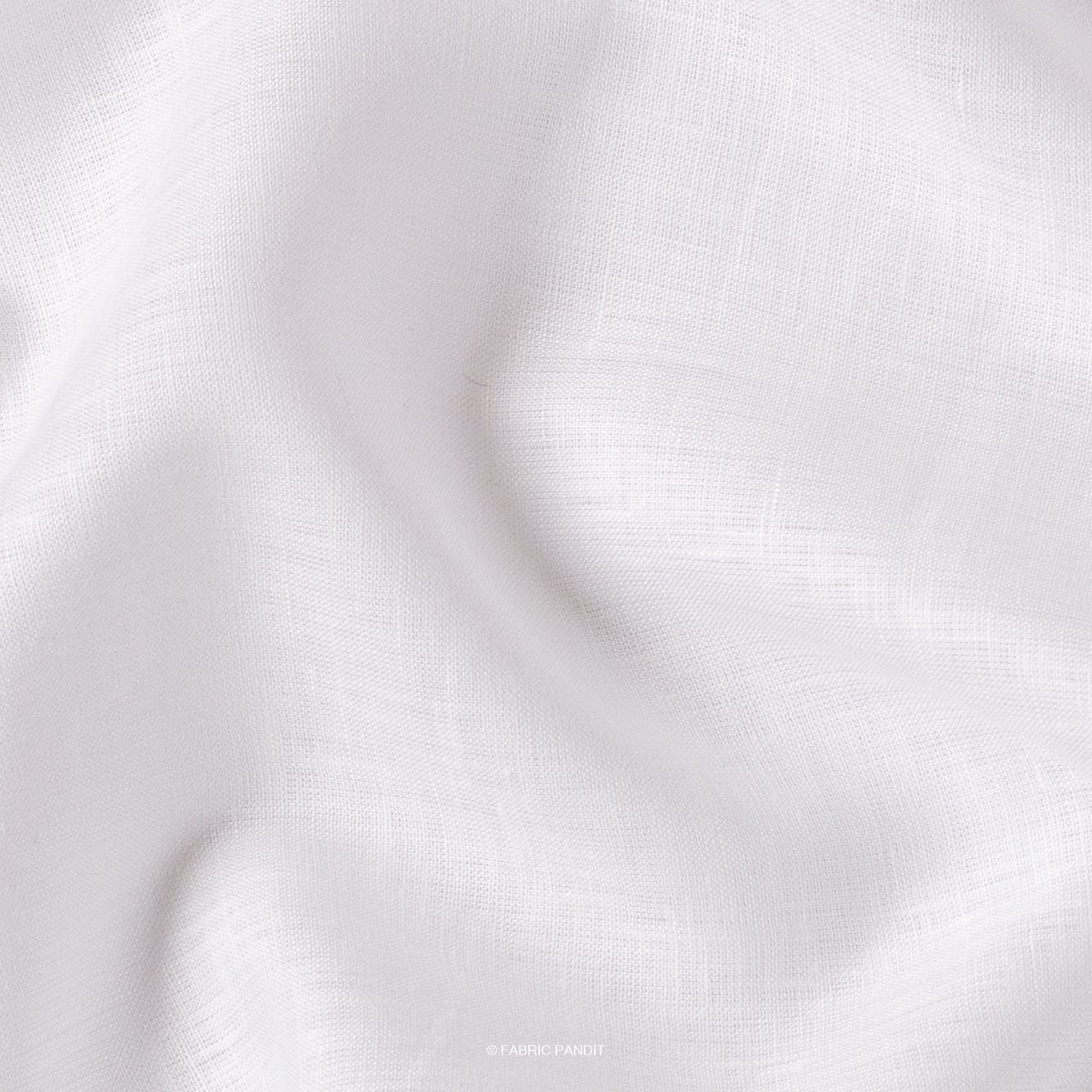 Fabric Pandit Fabric Pure White Plain Premium 60 Lea Pure Linen Fabric (Width 58 inch)