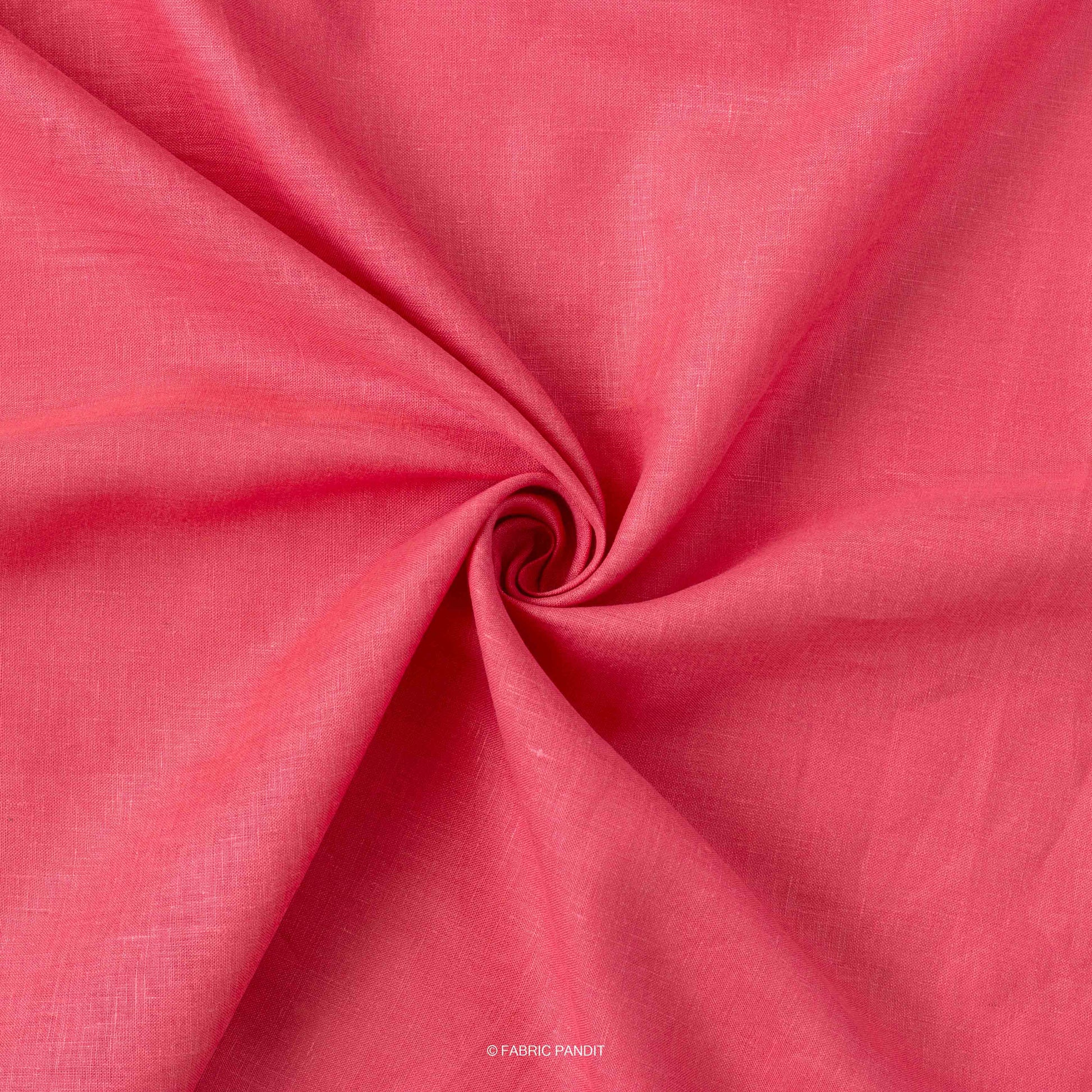 Fabric Pandit Fabric Raspberry Red Plain Premium 60 Lea Pure Linen Fabric (Width 58 Inches)