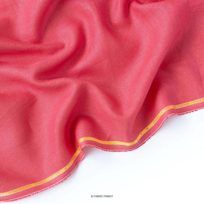 Fabric Pandit Fabric Raspberry Red Plain Premium 60 Lea Pure Linen Fabric (Width 58 Inches)