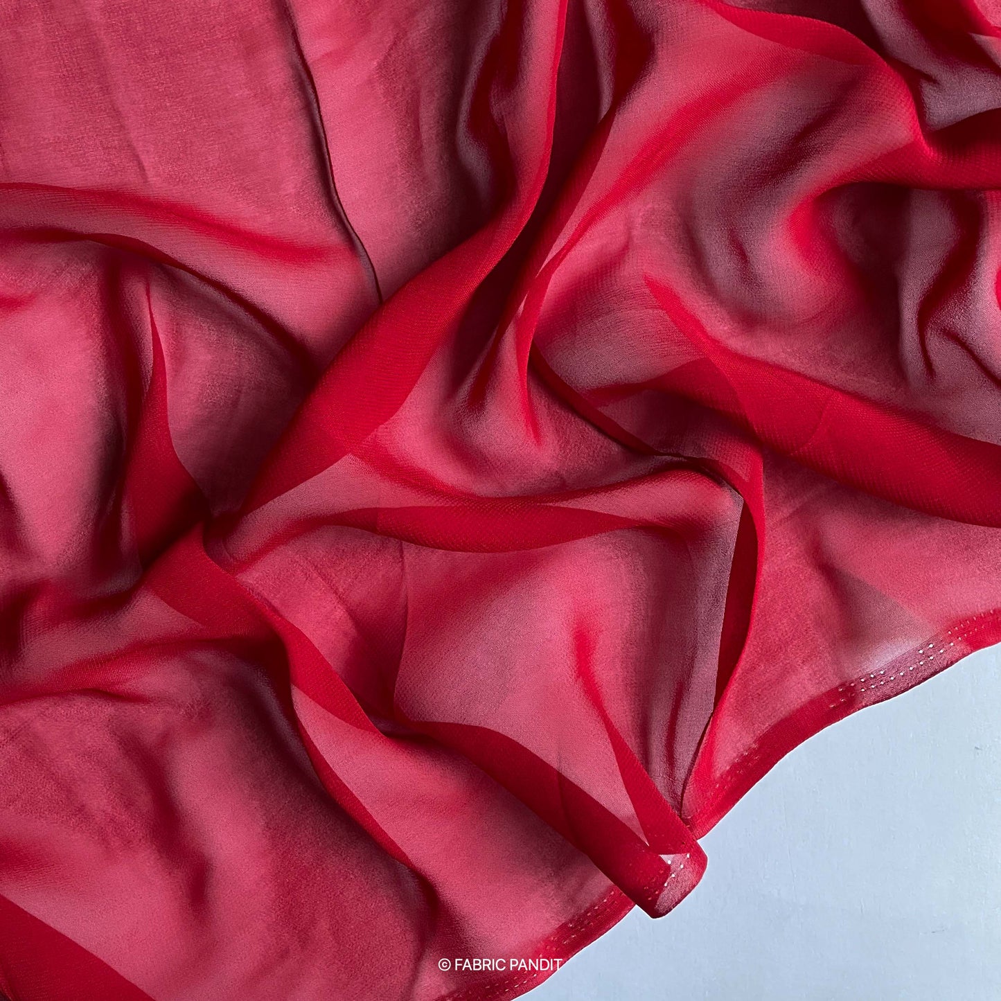 Fabric Pandit Fabric Ruby Red Color Pure Georgette Fabric (Width 44 inches)