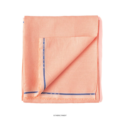 Fabric Pandit Fabric Salmon Peach Plain Premium 60 Lea Pure Linen Fabric (Width 58 inch)