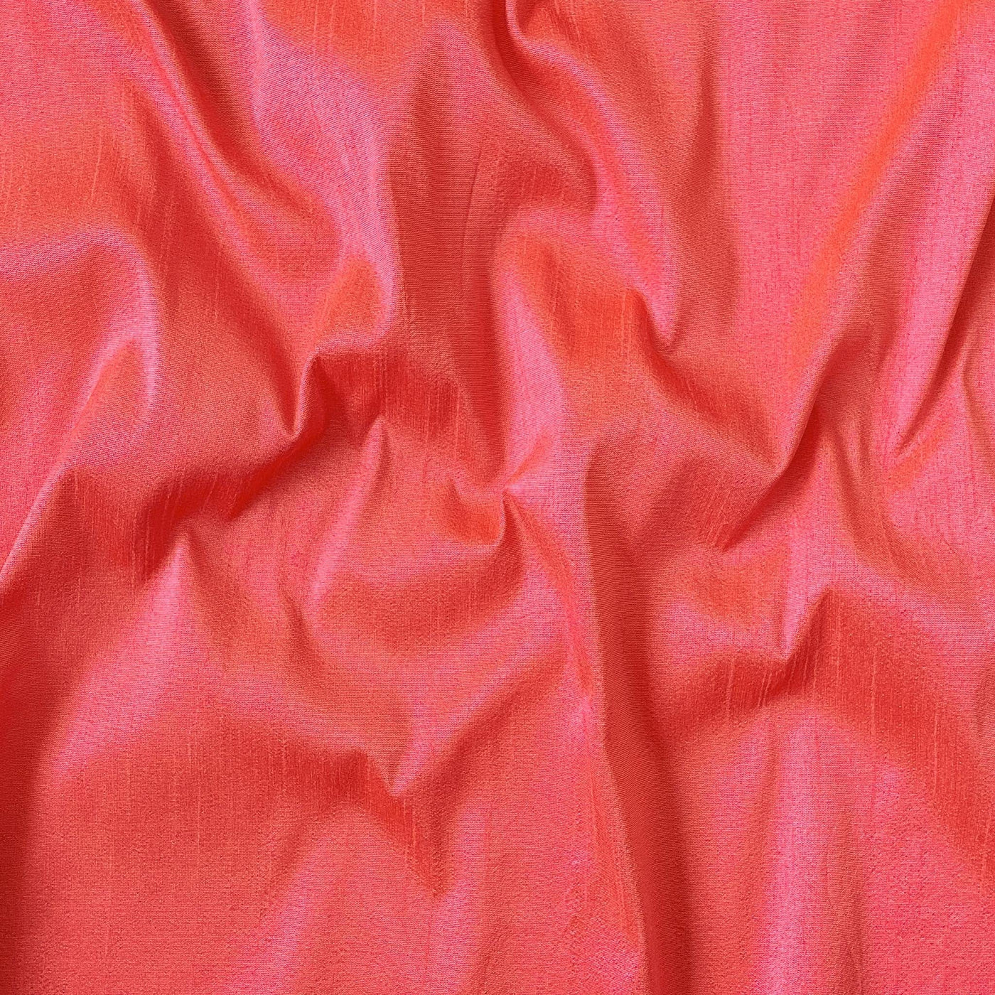 Fabric Pandit Fabric Shiny Orange Color Plain Premium Dupion Silk Fabric (Width 44 Inches)