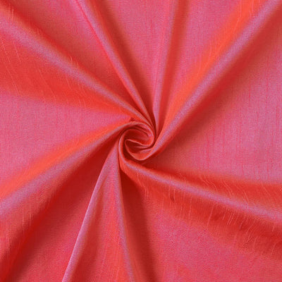 Fabric Pandit Fabric Shiny Orange Color Plain Premium Dupion Silk Fabric (Width 44 Inches)
