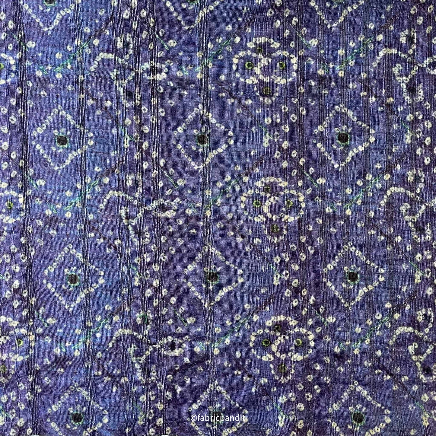 Fabric Pandit Fabric Slate Blue Bandhani Digital Printed Tussar Silk Fabric (Width 44 Inches)