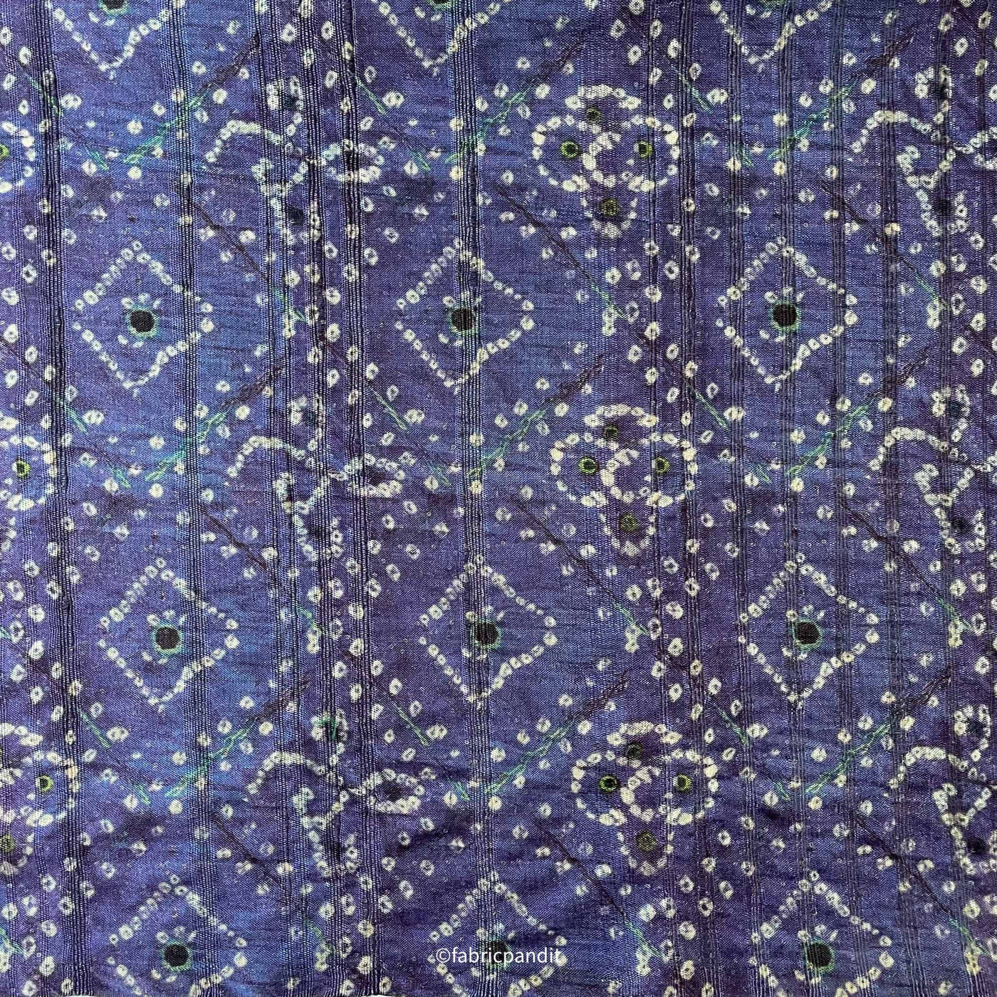 Fabric Pandit Fabric Slate Blue Bandhani Digital Printed Tussar Silk Fabric (Width 44 Inches)