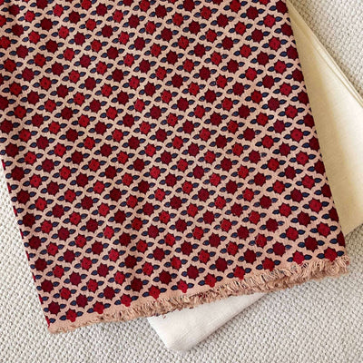 Fabric Pandit Fabric Unisex Maroon & Beige Artistic Mughal Flora | Hand Block Printed Pure Cotton Silk Kurta Fabric (2.5 meters) | And Cotton Pyjama (2.5 meters) | Unstitched Combo Set