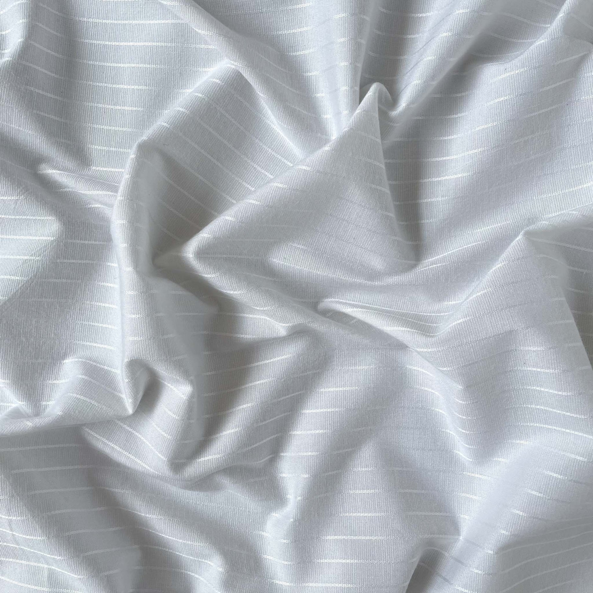 Fabric Pandit Fabric White Dyeable Pure Cotton Lycra Stripes Fabric (Width 48 Inches, 174 Gms)