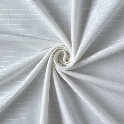 Fabric Pandit Fabric White Dyeable Pure Cotton Lycra Stripes Fabric (Width 48 Inches, 174 Gms)