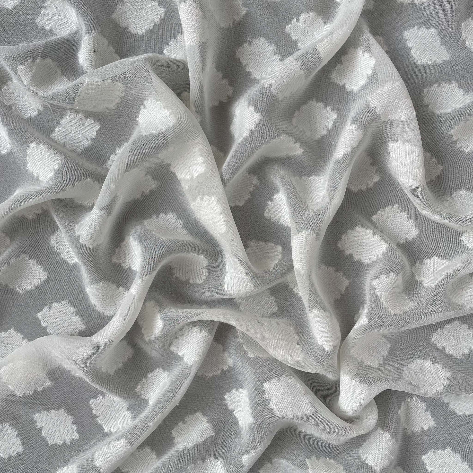 Fabric Pandit Fabric White Dyeable Pure Modal Georgette Floral Dobby Fabric (Width 42 Inches,116 Gms)