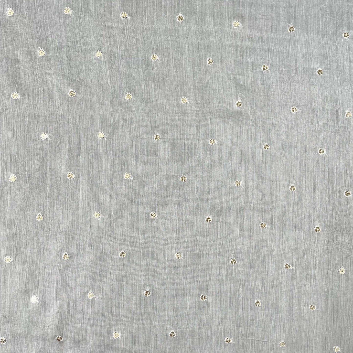 Fabric Pandit Fabric White Dyeable Sequence Embroidered Pure Muslin Fabric (Width 36 Inches)