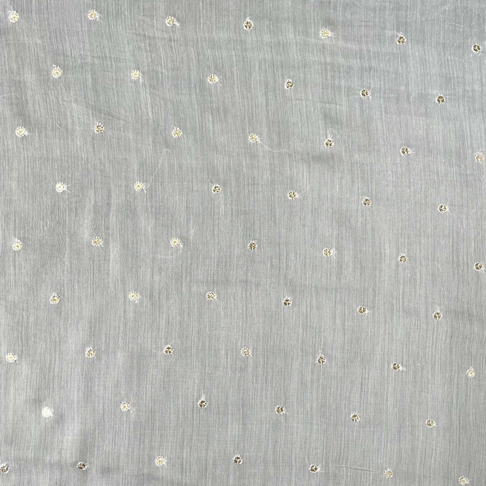 Fabric Pandit Fabric White Dyeable Sequence Embroidered Pure Muslin Fabric (Width 36 Inches)