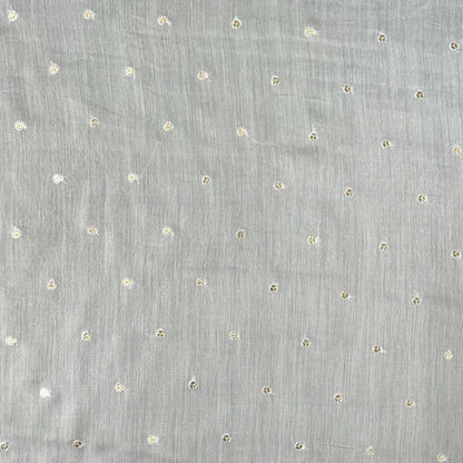 Fabric Pandit Fabric White Dyeable Sequence Embroidered Pure Muslin Fabric (Width 36 Inches)