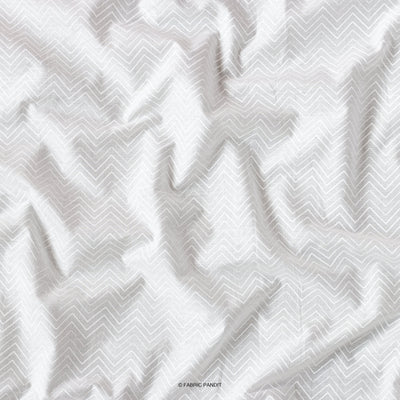 Fabric Pandit Fabric White Dyeable Zig-Zag Pattern  Khadi Print Pure Mul Cotton Fabric (Width 43 Inches)