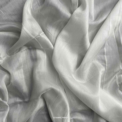 Fabric Pandit Fabric White Plain Dyeable Pure Bemberg Fine Muslin Silk Fabric (Width 44 inches)