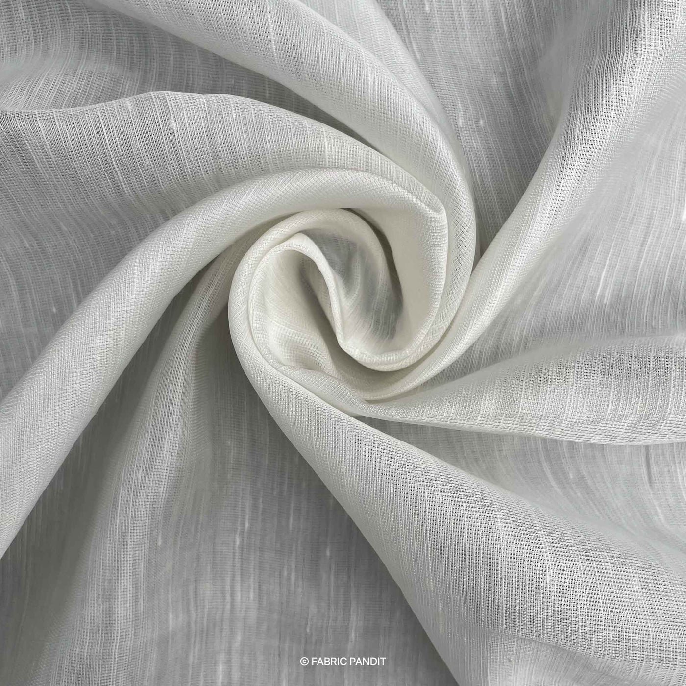 Fabric Pandit Fabric White Plain Dyeable Pure Linen Satin Fabric (Width 44 inches)